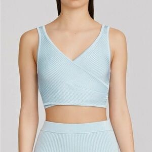 Significant Other Abbie ribbed knit cropped top in Sky Blue